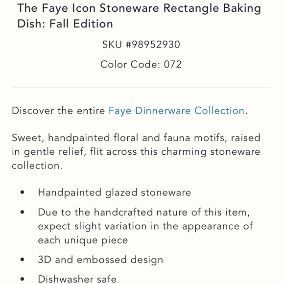 Faye x Anthropologie stoneware rectangular baking dish - Picture 6 of 7